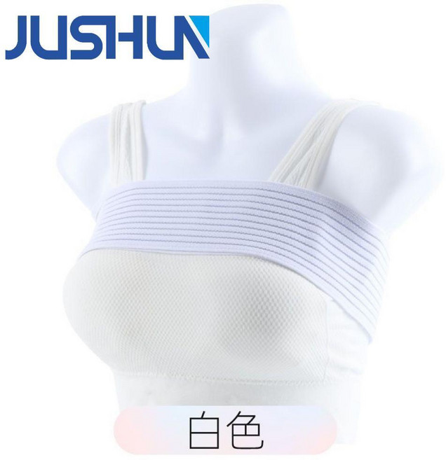 JUSHUN 運動束胸帶, 1個, 優雅白色,適合所有MM-魔術貼款, 優雅白色
