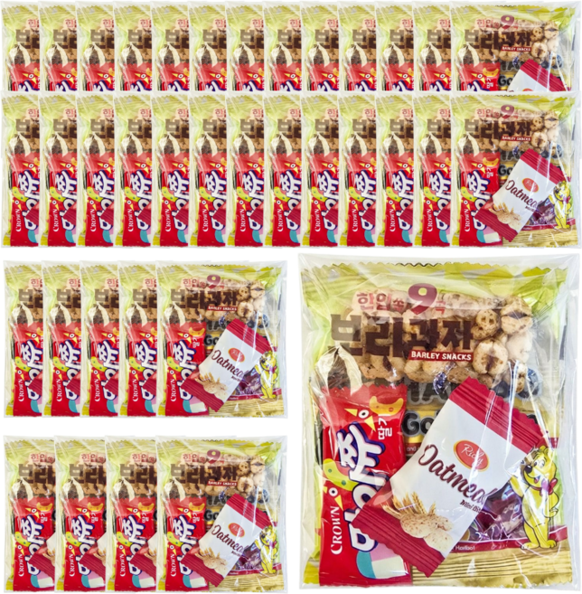 단체 간식 꾸러미 개별포장 구디백 어린이집 유치원 학교 교회 대용량 답례품 인기과자, 36개, 과자꾸러미