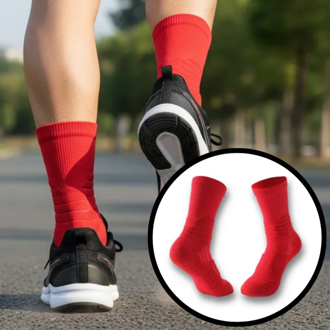 인벤토픽 마라톤 양말 미드컷 삭스, 1개, 레드
