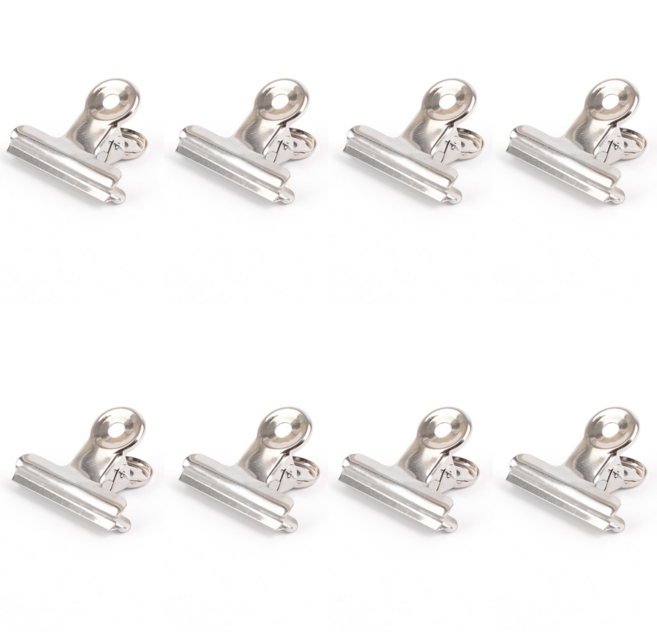 이음모음 철 불독클립 문구집게, 1세트, 8개입, 소