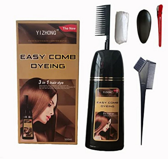 블랙 헤어 염색 샴푸 YIZHONG 영구 여성 및 남성용 3 in 1 오래 지속되는 결과 (인스턴트, 골든 브라운