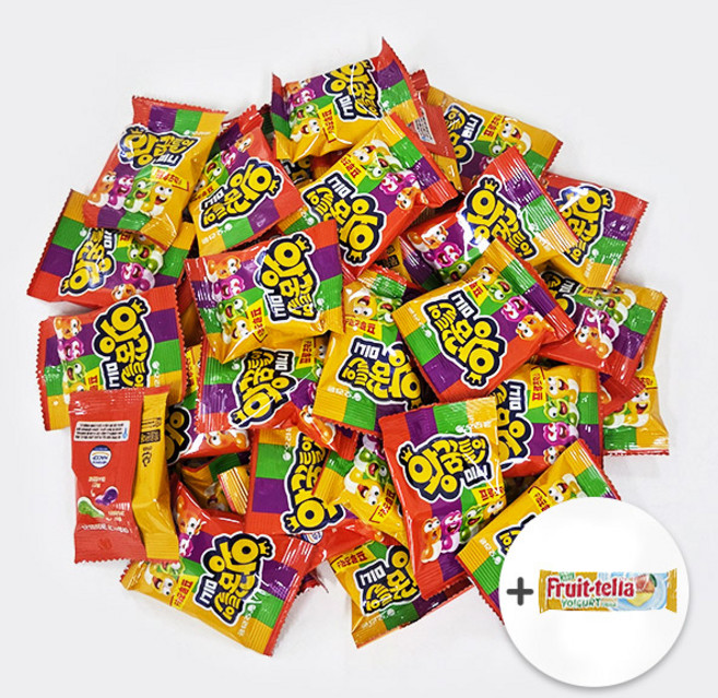 오리온 왕꿈틀이 프루츠믹스 미니 개별포장 모임 등산 간식+후르츠텔라 사은품 증정, 100개, 10.5g