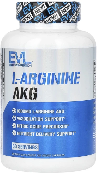 EVLution Nutrition L-알지닌 AKG 1000mg 베지 캡슐 120정(캡슐 1정당 500mg), EVLutionNutritionL알지닌AKG1000mg, 1개, 120정 - 쿠팡
