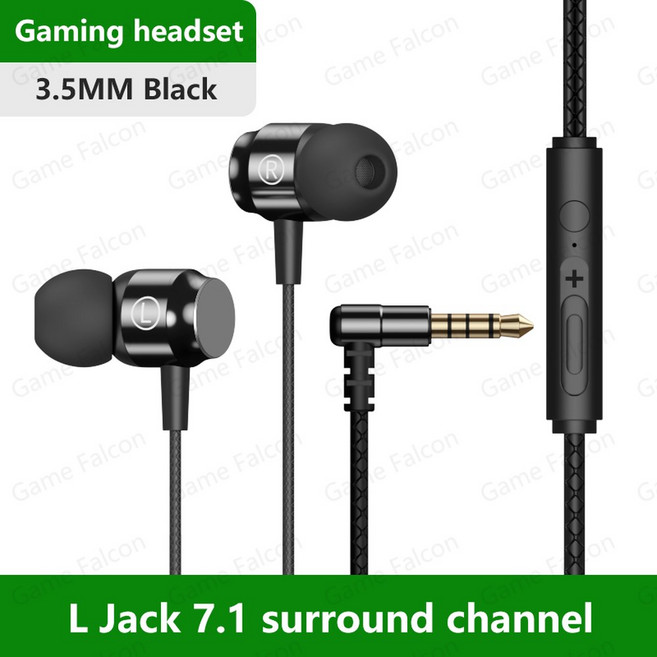 FALCON 음악 자기 유선 컴퓨터 전화 게임용 마이크 스테레오 TYPE HIFI 흡입 5MM BASS, 4.3.5mm Black, 3.5mm Black, 1개