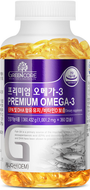 그린코어 프리미엄 오메가3, 360정, 1박스