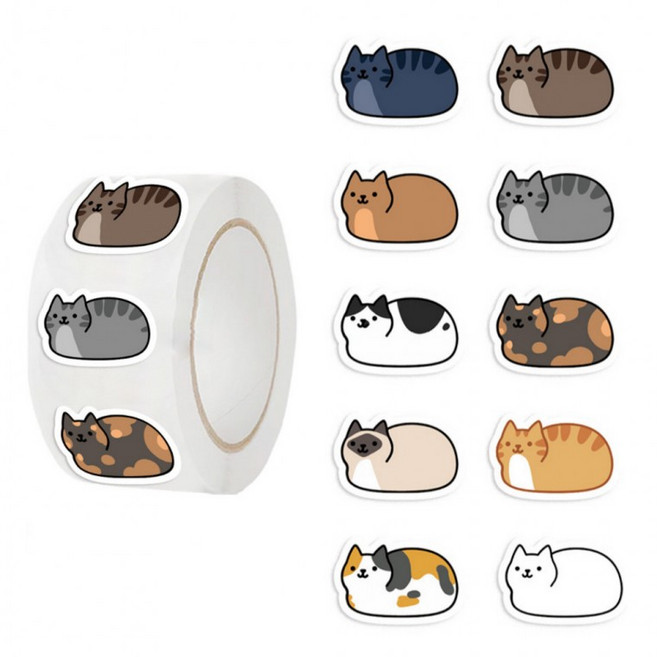 500매입 귀여운 고양이 스티커 야옹이 꾸미기, 1세트, 혼합(S6172) 500PCS
