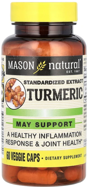 메이슨 내추럴 표준화된 강황 추출물 베지 캡슐 60정, 1개 - 쿠팡