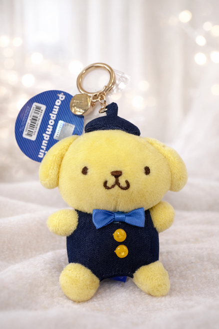 (정품)산리오 데님 인형 키티 쿠로미 폼폼푸린 마이멜로디 포챠코 키링5종