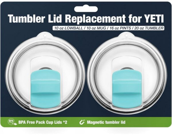 예티용 텀블러 뚜껑 20온스 마그네틱 교체 BPA 프리 2팩 블랙, 20 OZ, Seafoam