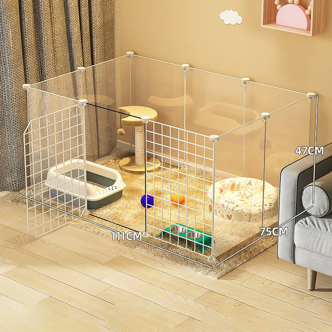 Fowod 고양이 울타리 고양이 케이지 가정용 실내 대형 여유 공간 애완 동물 고양이 새끼 고양이 작은 격리 울타리 빈 케이지, 제품 02-뚜껑 없음, 1개