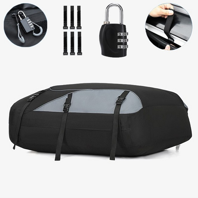 포령트레이드 차량용 방수 루프백 캠핑용 외출용 대용량 루프박스, 1세트, 블랙