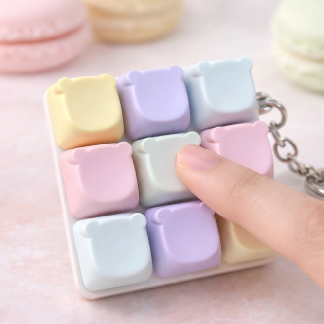 곰돌이 키캡키링9구 키보드키링 클리커키링 클릭커키링 딸깍이키링