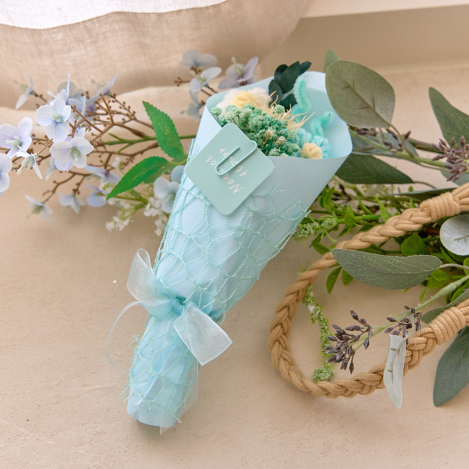 무둥 드라이플라워 프리저브드 꽃다발 선물, 민트 M