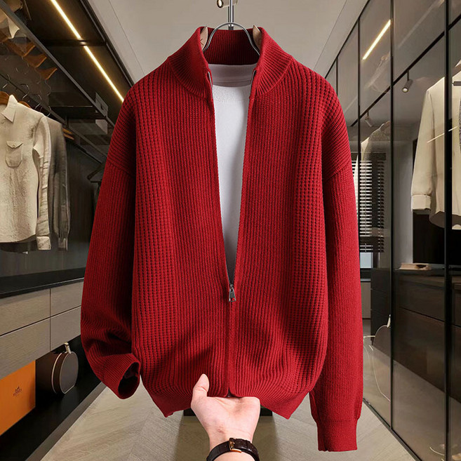 해피유통 남성 가을 겨울 니트 자켓 심플 스타일 집업 디자인 BJJ001