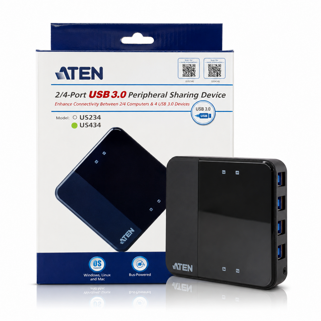 ATEN US434 주변기기 공유 스위치 4포트 USB 3.0, 1개