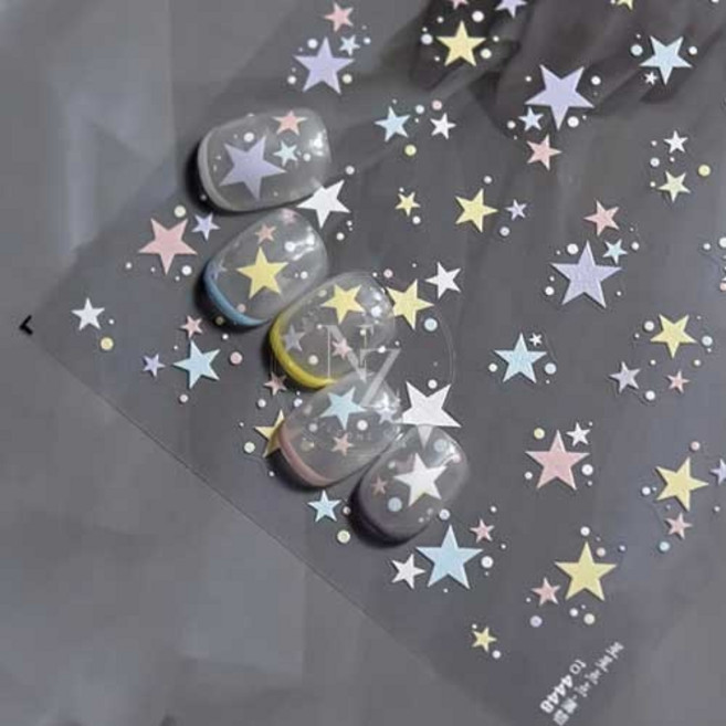 토모니 네일스티커 파스텔 별믹스4448 (1개), 1개, 별믹스