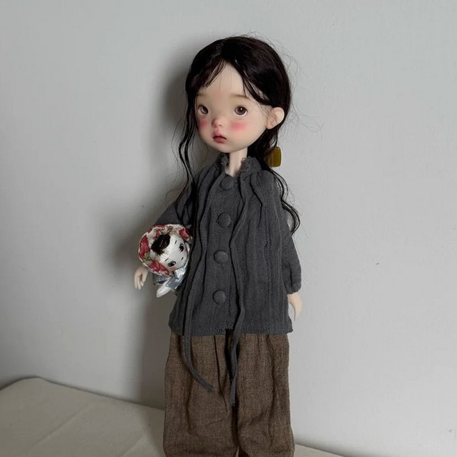 藍豆豆 BJD 6分球體關節人偶娃娃, 1個, V白,裸娃A化妝
