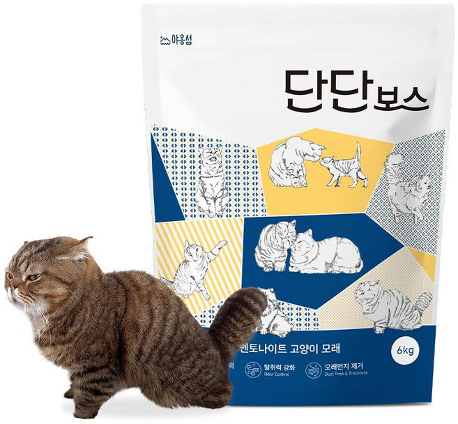 야옹섬 단단보스 퀄리티 No.1 먼지없는 벤토나이트 모래 6kg 신장 방광 케어용, 2개