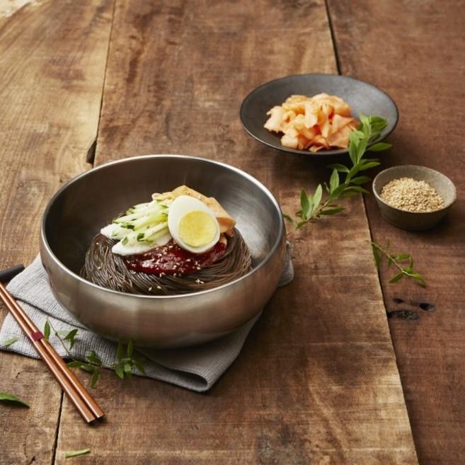 [유천냉면] 비빔냉면 5인분세트 구성 : 면5+비빔양념장5+육수3+무김치1, 5인분, 200g