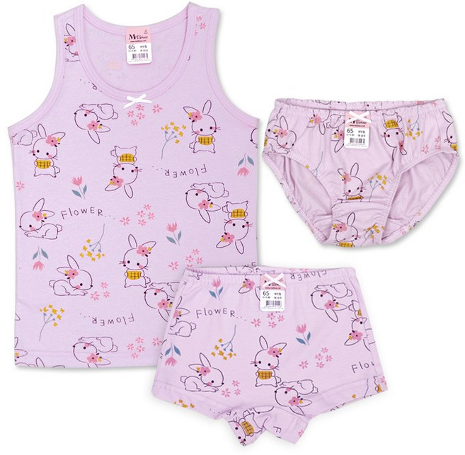 멜리스 래빗힐 여아 면스판 유아동 속옷(런닝 사각 삼각 선택)