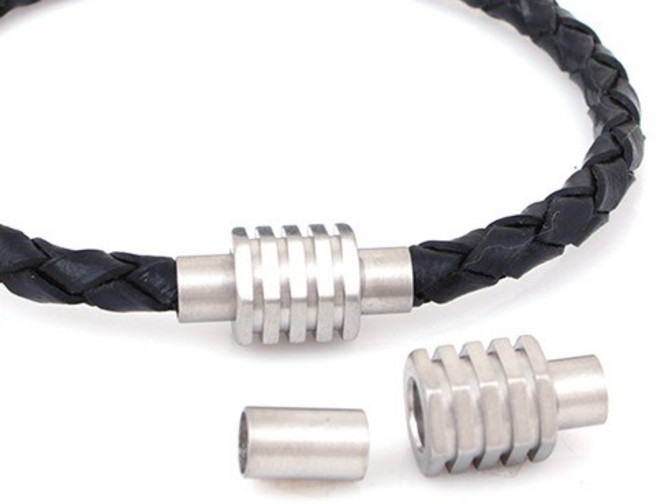 비즈아이 [9-463-05]가죽마감장식4mm용 오선너트바자석 17x8mm 스텐레스무광 1쌍