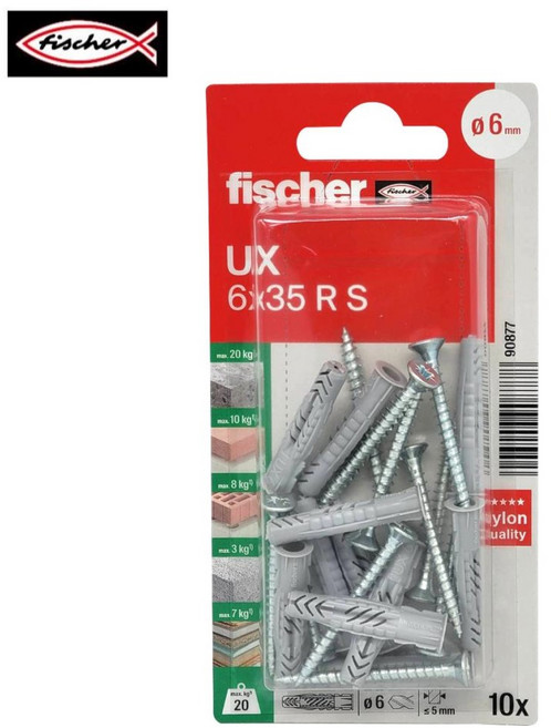 FISCHER 피셔 플라스틱앵커 다목적용 UX 6x35 R S #90877, 1개