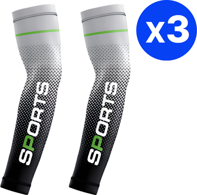 루미시에르 남성용 쿨토시 자외선차단 팔토시 냉감 스포츠 암슬리브, 그레이블랙, 3개