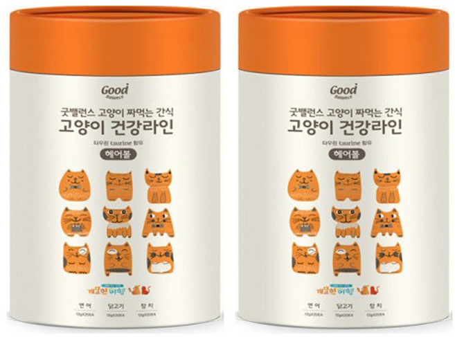 굿밸런스 짜먹는 고양이 간식 플러스, 헤어볼(혼합-참치20ea치킨20ea연어ea), 12g, 2세트