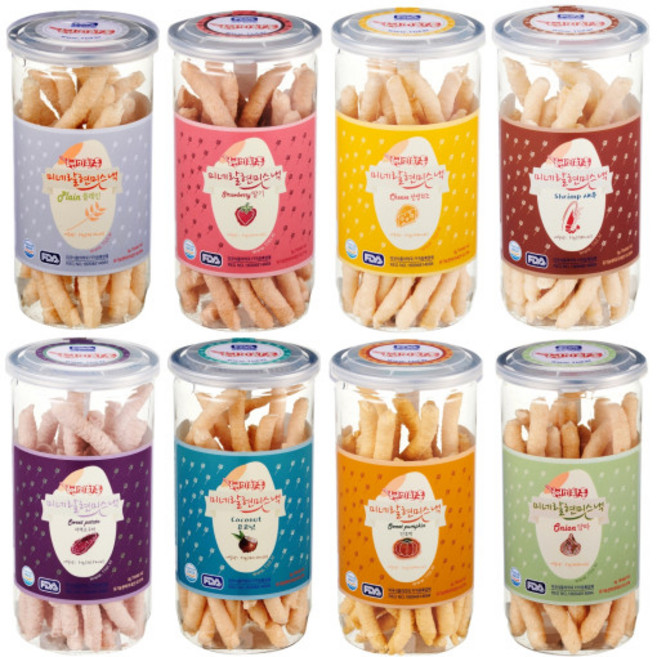 현미한톨 미네랄 현미스낵 8종 골라담기 떡뻥 아기과자, 8개, 혼합, 37g