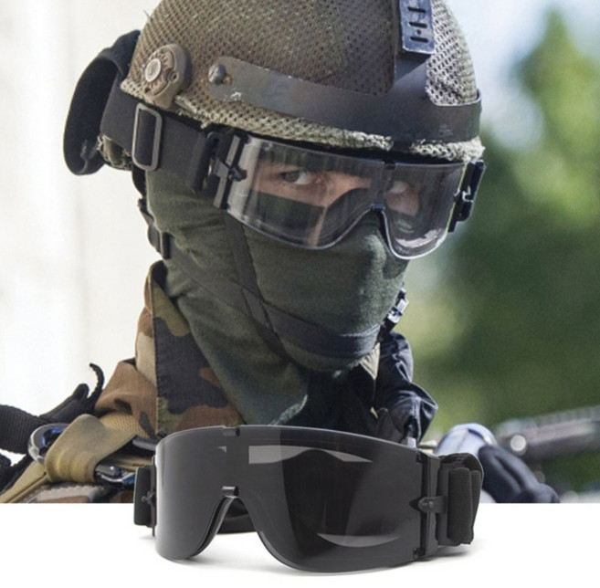 밴드형 군인선글라스 하이바 헬멧 착용 3색 보안경 스포츠 고글