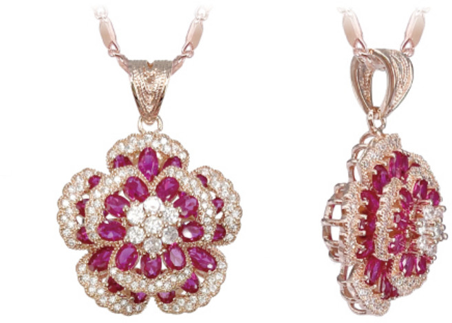 [혜성주얼리] 메리아 루비 페리도트 플라워 혼주 한복 결혼식 목걸이