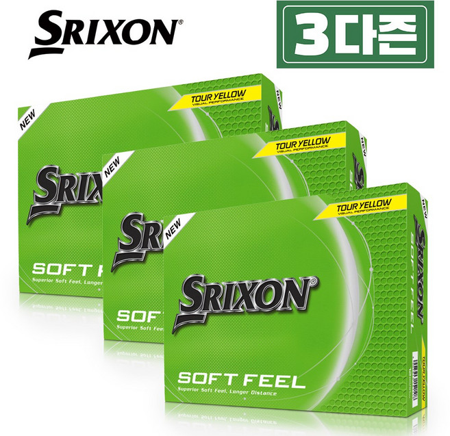 스릭슨 2025 소프트 필 14 2피스 골프볼 2더즌, 옐로우, 3개, 12개입