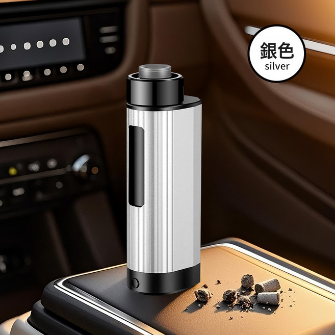 車載菸灰缸抽菸不掉菸灰神器車內吸菸免彈灰一鍵點火點菸器防飛灰, 1個, 銀色:如圖所示