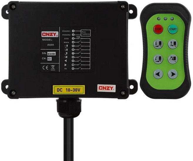 A600 6 버튼 단일 속도 산업용 무선 라디오 크레인 원격 제어 스위치 윈치 호이스트 트랙 크레인 리프트 제, 02 QC, 01 CHINA, 01 DC10-30V, 1개