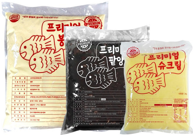 프리미엄 반죽 팥앙금 슈크림 풀세트 잉어빵 붕어빵 국화빵 재료 만들기, 1개, 10kg