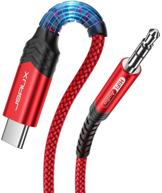 아이폰 17 프로 맥스/에어용 JSAUX USB C to 3.5mm 오디오 보조 잭 케이블 3.3피트 타입 헤드폰 자동차 스테레오 코드 16/15 맥스 삼성 갤럭시 S25 S2, 1.6ft_Red-standard