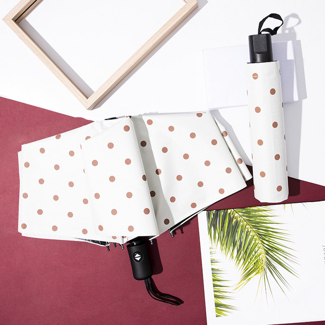 도트 무늬 3단 자동 양산 겸용 우산
