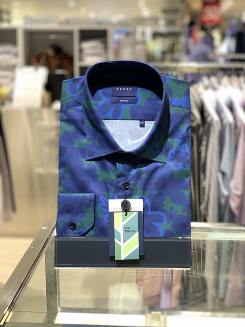 [예작]남성정장 와이셔츠 코튼텐셀 플라워프린트 기본 슬림핏 긴팔셔츠 (YJ3FUA556NY)