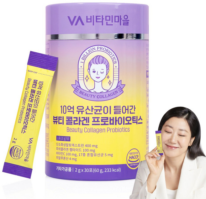 비타민마을 10억 유산균이 들어간 뷰티 콜라겐 프로바이오틱스, 1박스, 60g