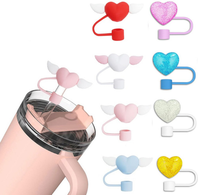 루나뷰링 스탠리 호환 텀블러 빨대 마개 10mm, 1개, 블루하트