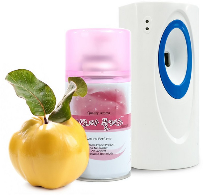 Kimspp 국산 프리미엄 아로마플러스 방향제(모과향)+자동분사기+건전지 실내 공간 화장실방향제 청향제 탈취제, 1개, 250ml