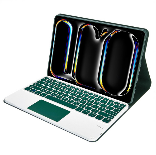 UB 아이패드 호환 터치 트랙패드 키보드 케이스 전기종 펜슬수납, 다크그린, 1개