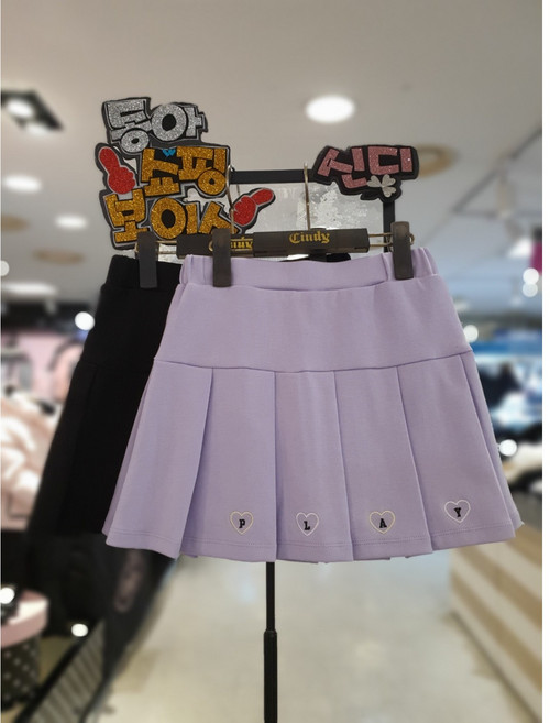 신디키즈 동아쇼핑점 여아"꾸안꾸@2024년~~봄신상@ 큐티한스타일 편한스타일 데일리룩"상큼 발랄 밑단 하트 말랑 스커트 치마바지@@@초등 여아 아동 데일리 등교룩 스커트 치마@@@