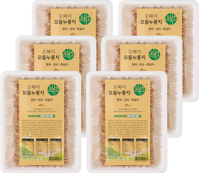 오복이 국내산 수제 현미 누룽지, 6개, 500g, 모듬