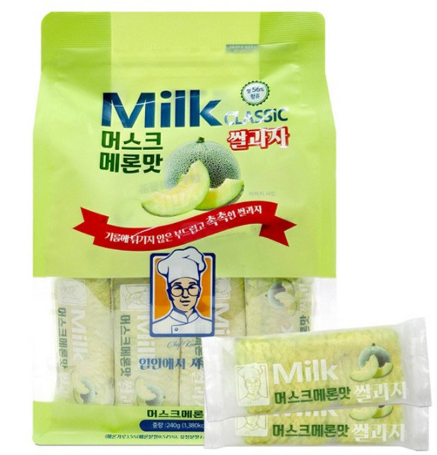 밀크 클래식 쌀과자 머스크 메론맛 240g X 4개