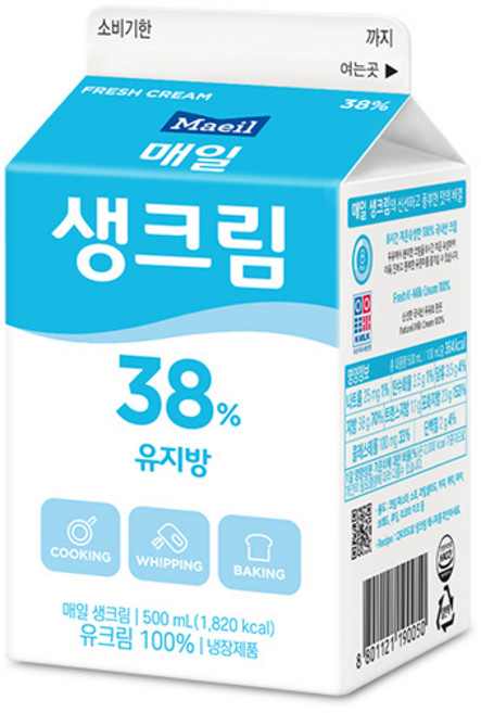 매일 생크림 유지방38% 500ml, 1개