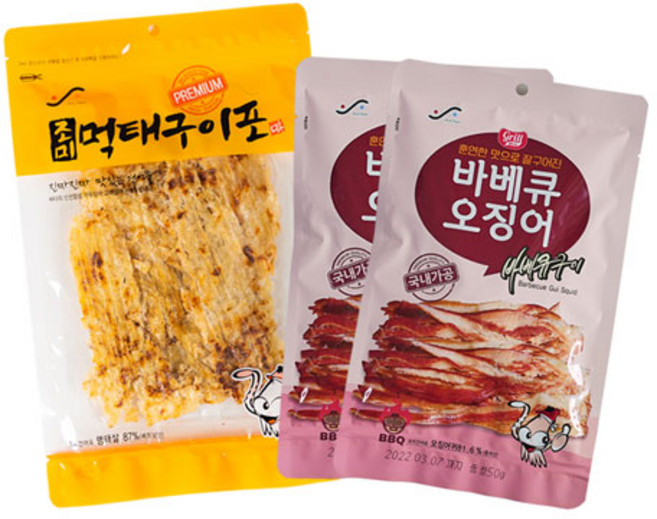 진주식품 조미먹태구이포 100g*1+바베큐오징어 50g*2, 1개