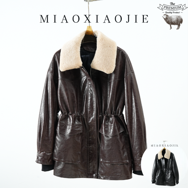 유럽 디자이너 100% 진짜 양가죽 구스다운 패딩 핸드메이드 여성 양가죽자켓 트렌드 천연 슬림핏 수제 재킷