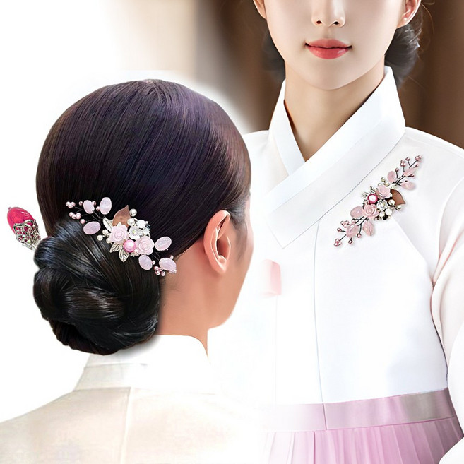 여린꽃 비녀 브로치 한복 뒤꽂이 한복비녀 혼주뒤꽂이 웨딩헤어 올림머리 비녀 머리장식