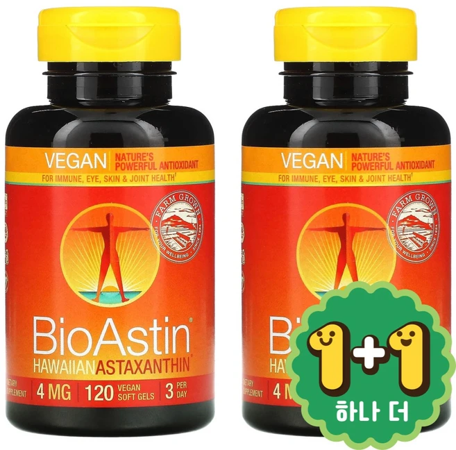 1+1 뉴트렉스 하와이 BioAstin 아스타잔틴 4mg 비건 소프트젤 120정, 2개 - 쿠팡